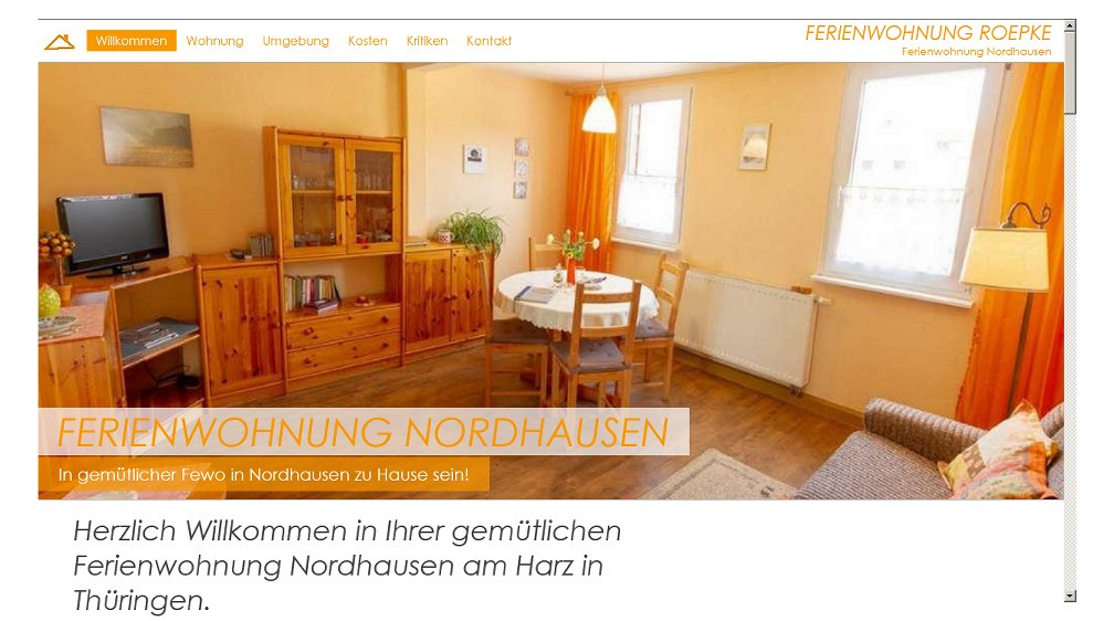 Einzelseite für jedes Zimmer mit Fotos und Texten