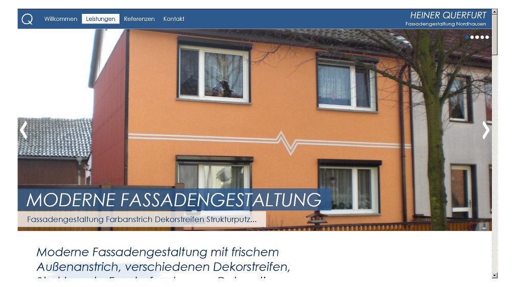 Einzelseite für jede Leistung mit Fotos und Texten