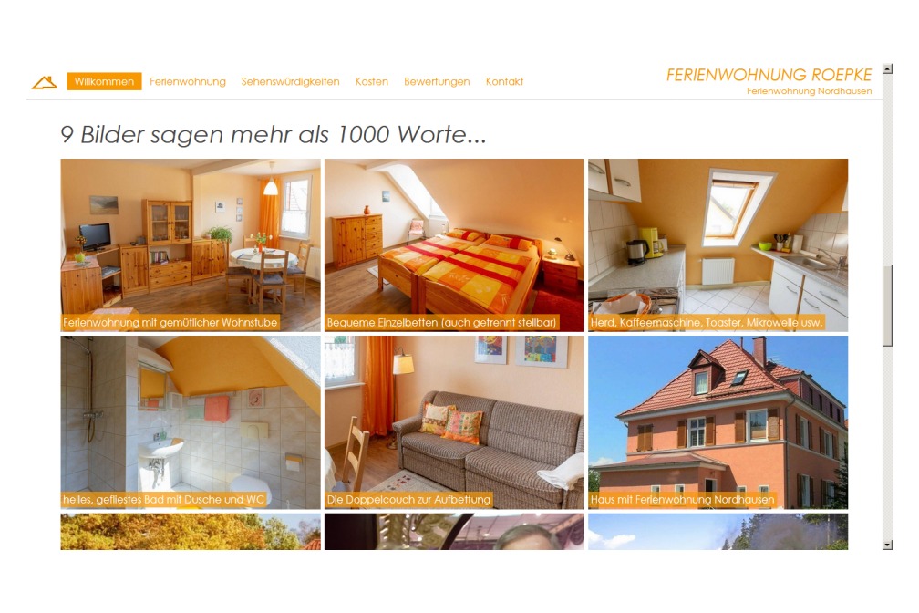Webdesign Ferienwohnung mt Fotoübersicht